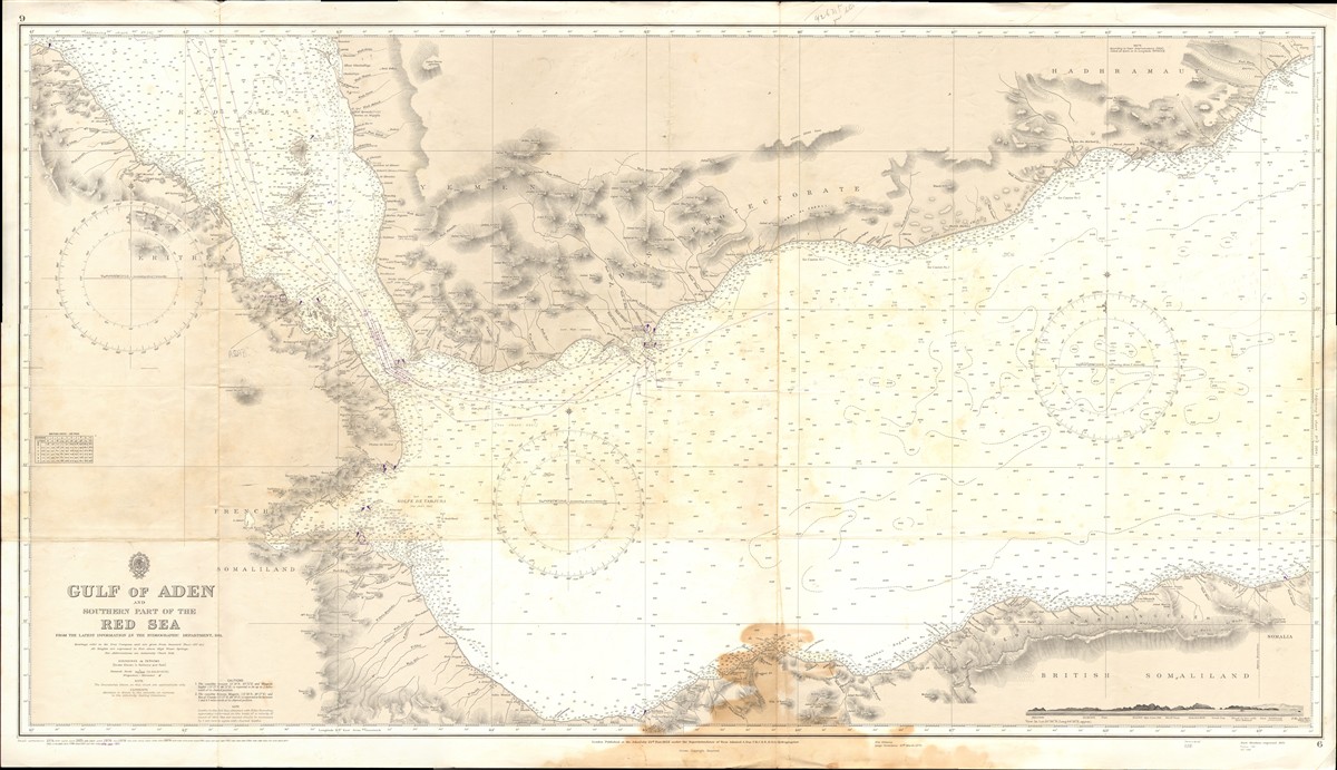 Gulf of aden map showing Yemen, Somalia, and the Bab el-Mandeb transit approach