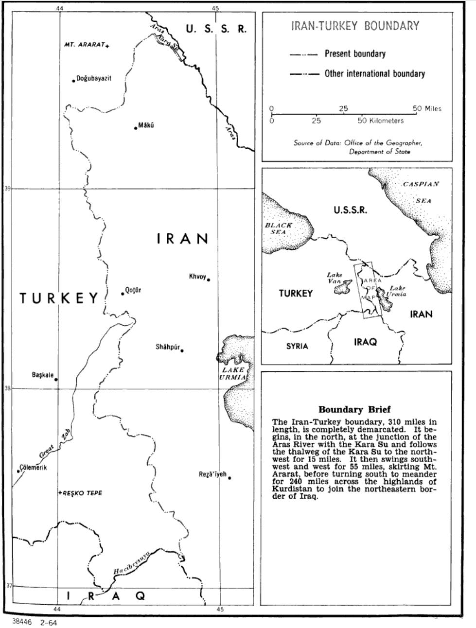 Map of the Turkey Iran border used to evaluate frontier risk, transit routes, and security coordination needs